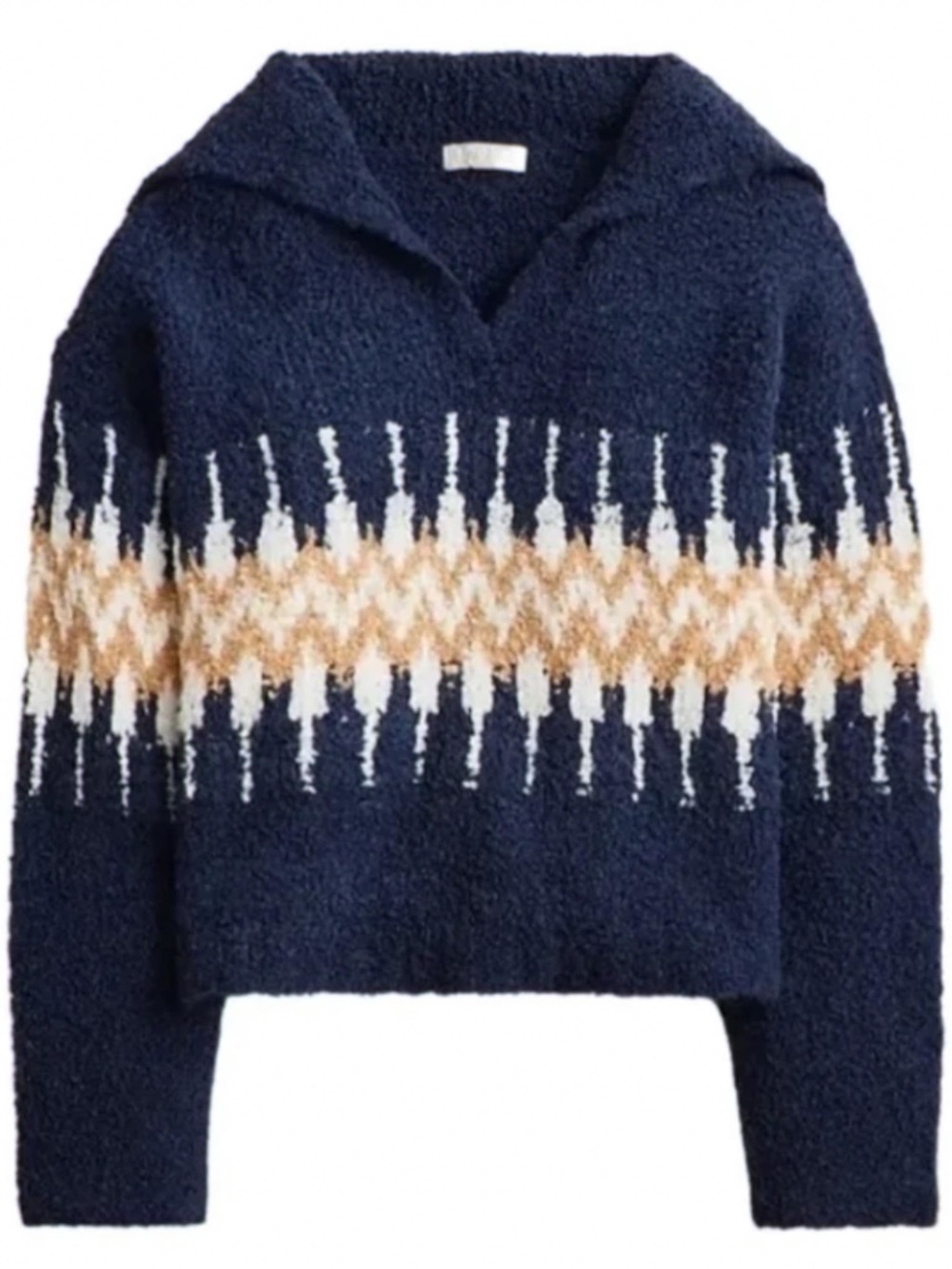 J. CREW Oversized Cozy Fair Isle Johnny Collar Sweater Boucle Women’s Size XL
